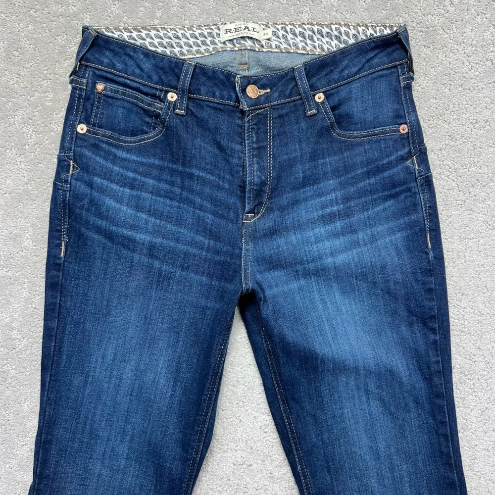 Ariat REAL Jeans Women 31R(31x32.5) High Rise Bootcut Ballary Blue Denim Stretch - Picture 5 of 16